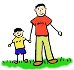 Father and Son Art Drawing with Black Hair and Light Skin