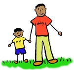 Father and Son Art Drawing with Black Hair and Tan Skin