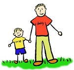 Father and Son Blond Drawing Family Picture