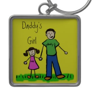 Daddy's Girl Family Art Brunette Keychain