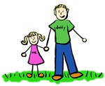 Father and Daughter Blond Drawing Family Picture