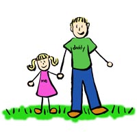 Father and Daughter Blond Drawing Family Picture