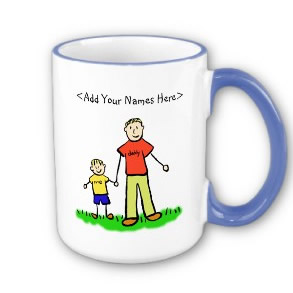 Father and Son Art Mug Custom Names Blond Family