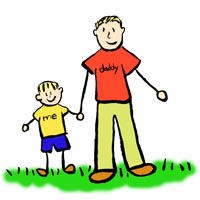 Father and Son Blond Drawing Family Picture
