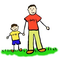 Father and Son Brunette Drawing Family Picture