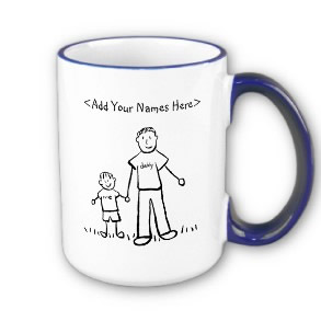 Daddy and son family art drawing mug with custom names