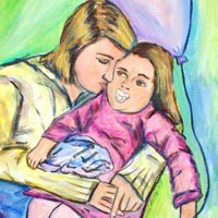 Binkey Blanket Balloon Mother and Daughter Portrait