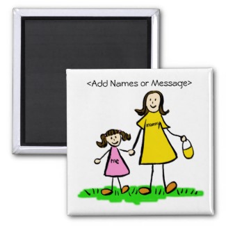 Mommy & Me - Mother and Daughter Brunette Magnets