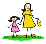Mother and Daughter Brunette Family Picture Drawing
