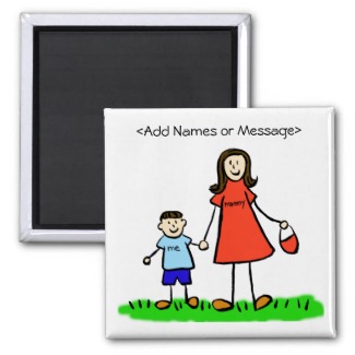 Mommy & Me - Mother and Son Brunette Family Magnet