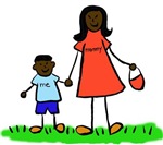 Mother and Son Family Drawing - Asian & Dark Skin