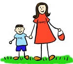Mother and Son Brunette Drawing Family Picture