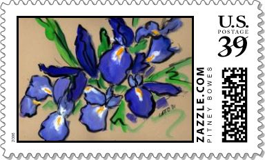 Waterfalls Irises Stamp