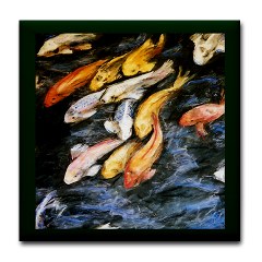 Swimming Koi Fish Tile Coaster