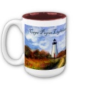 Cape Pogue Lighthouse Mug (Painting & Text at Zazzle)