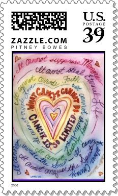 Cancer Cannot Rainbow Heart Stamp