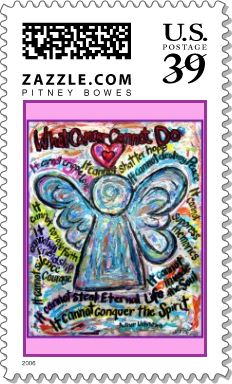 Colorful Cancer Angel Stamp
