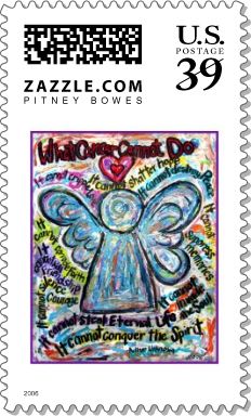Colorful Cancer Angel Stamp