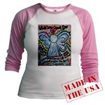 Colorful Cancer Angel Raglan T-Shirt
