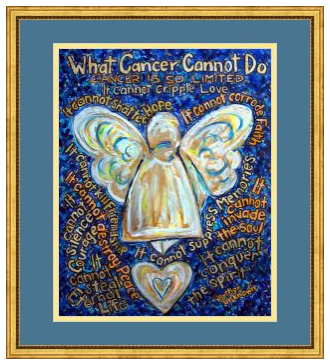 Blue & Gold Cancer Angel Framed Poster
