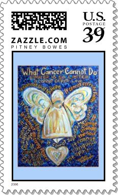 Blue & Gold Cancer Angel Stamp