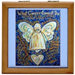 Blue & Gold Cancer Angel Framed Tile Box