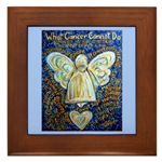 Blue & Gold Cancer Angel Framed Tile
