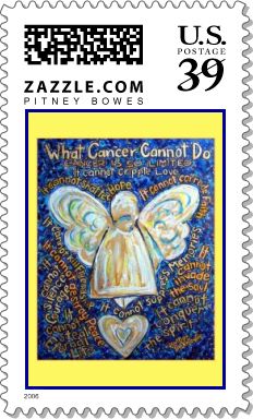 Blue & Gold Cancer Angel Stamp