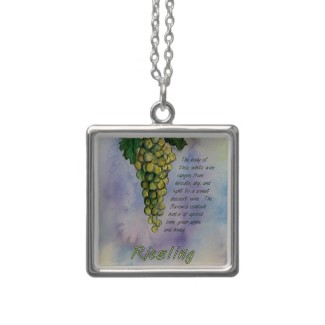 Riesling Wine Grapes Silver Necklace necklace
