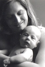 B&W Mother with baby