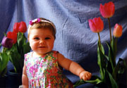 Toddler with Tulips
